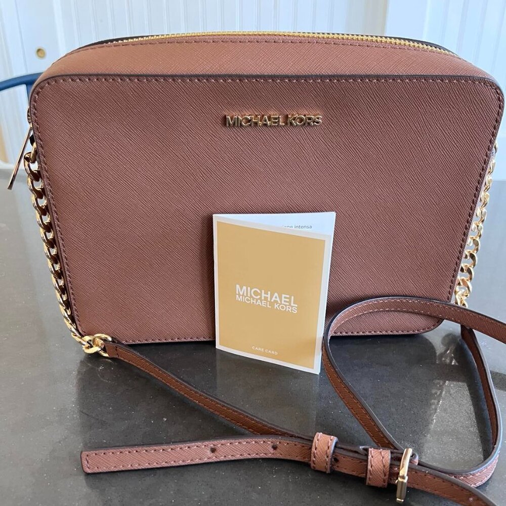 Michael Kors Crossbody Light Brown Leather Bag - Never Used - With Care Card